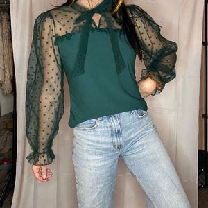 Green sheer sleeve top